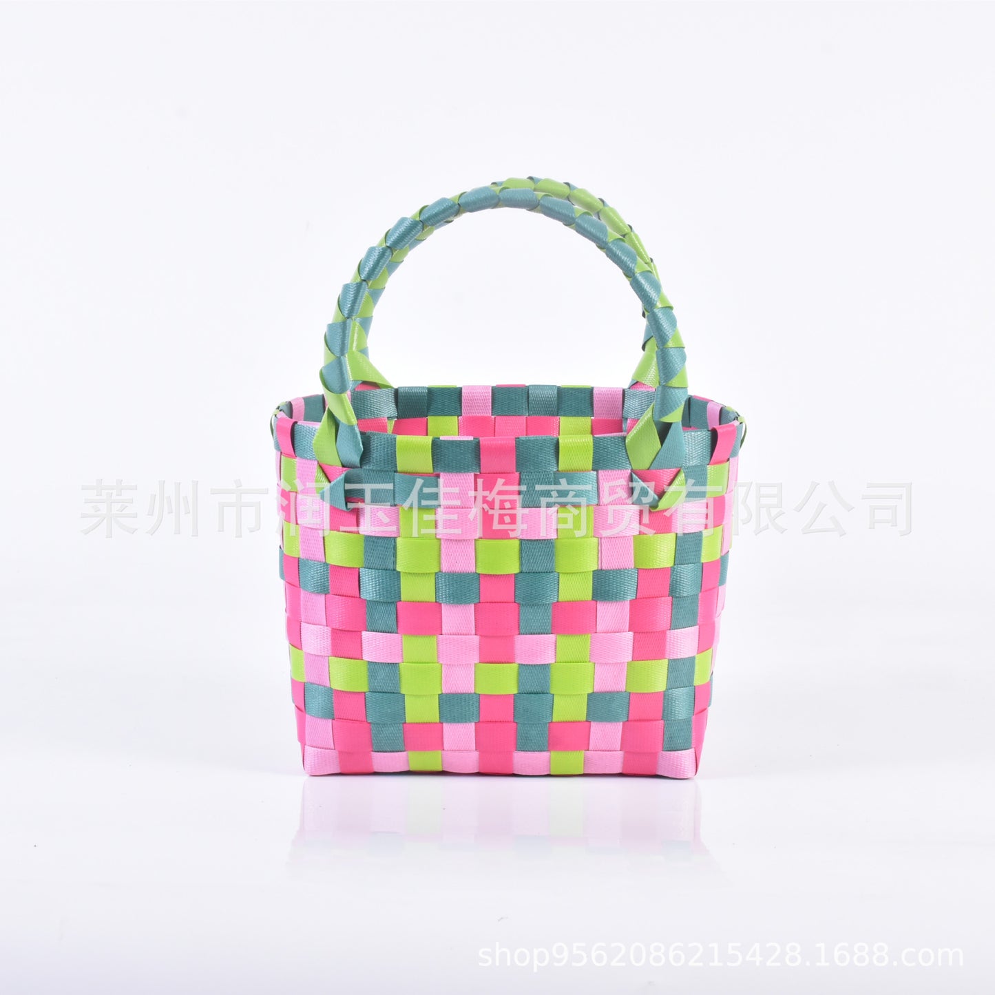 Handwoven Checkerboard Tote Bag for Women, Fashionable Beach & Daily Use, Soft PVC Material with Open Top and Inner Pockets