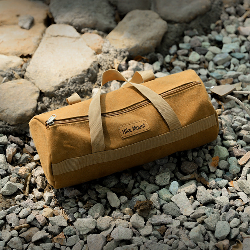 Outdoor Camping Tool Bag Cylinder Shape Portable Storage Organizer for Tent Pegs Rope Hammer Gear