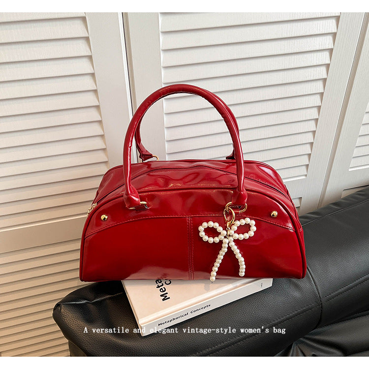 Bowling Bag Women's Fashionable Spring New Korean Style Large Capacity Commute Leisure Shoulder Underarm Handbag