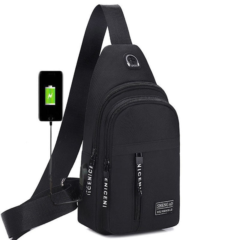 Stylish Men's Crossbody Bag with USB Charging Port, Fashionable Streetwear Design for Daily Use