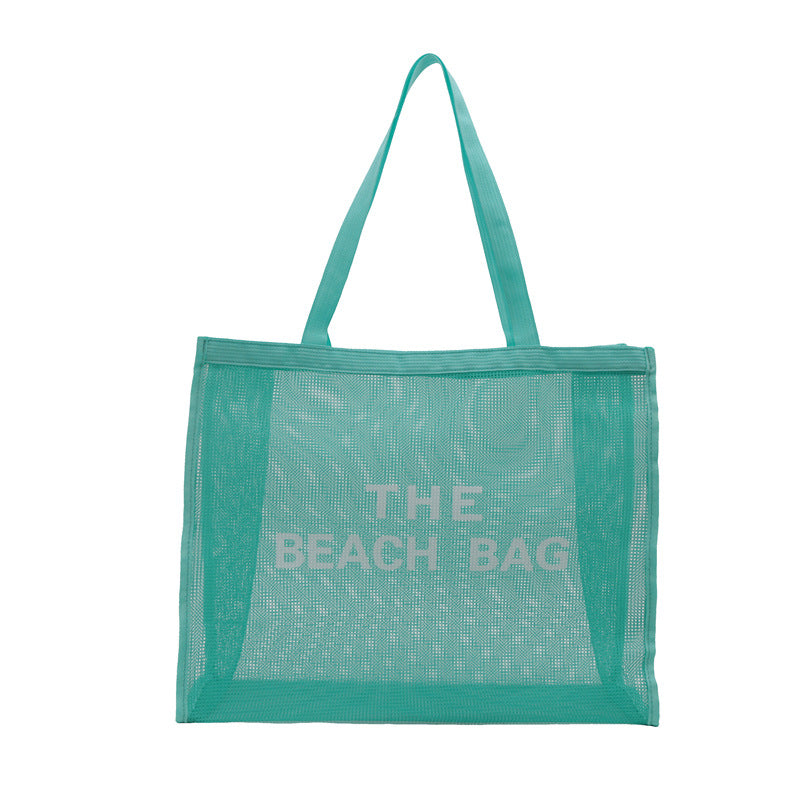 Voile Tote Bag Transparent Shopping Bag Swim Bag Nylon Mesh Letter Large Capacity Beach Bag