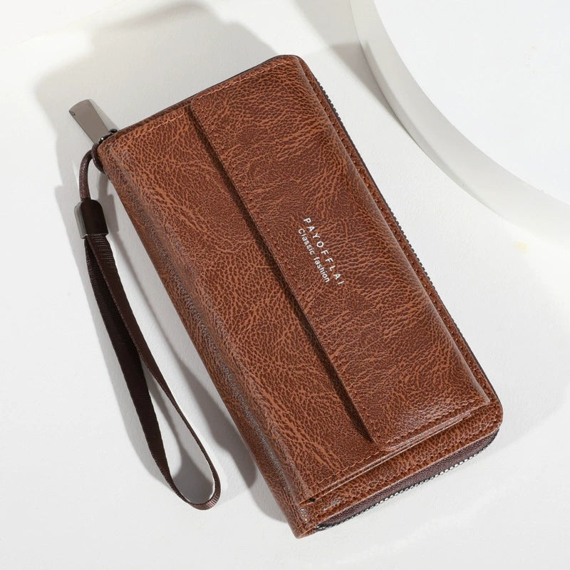 2025 New Men's Long Wallet with Multiple Card Slots, Large Capacity Phone Case, Casual Zipper Clutch for Daily Use