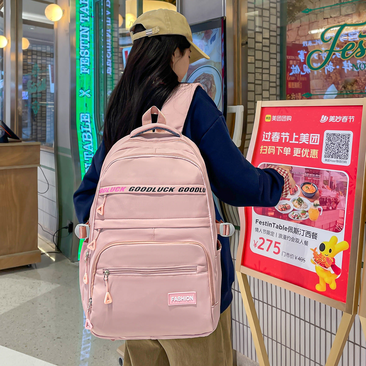 Fashionable Backpack for Girls with Large Capacity, Breathable Design and Padded Shoulder Straps for School Use