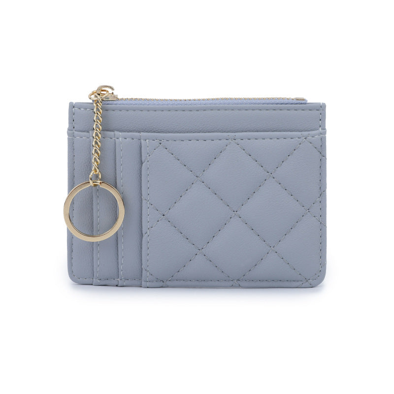 Rhombus Card Holder for Women with Keychain Multiple Card Slots Lightweight Storage European and American Retro Everyday Joker