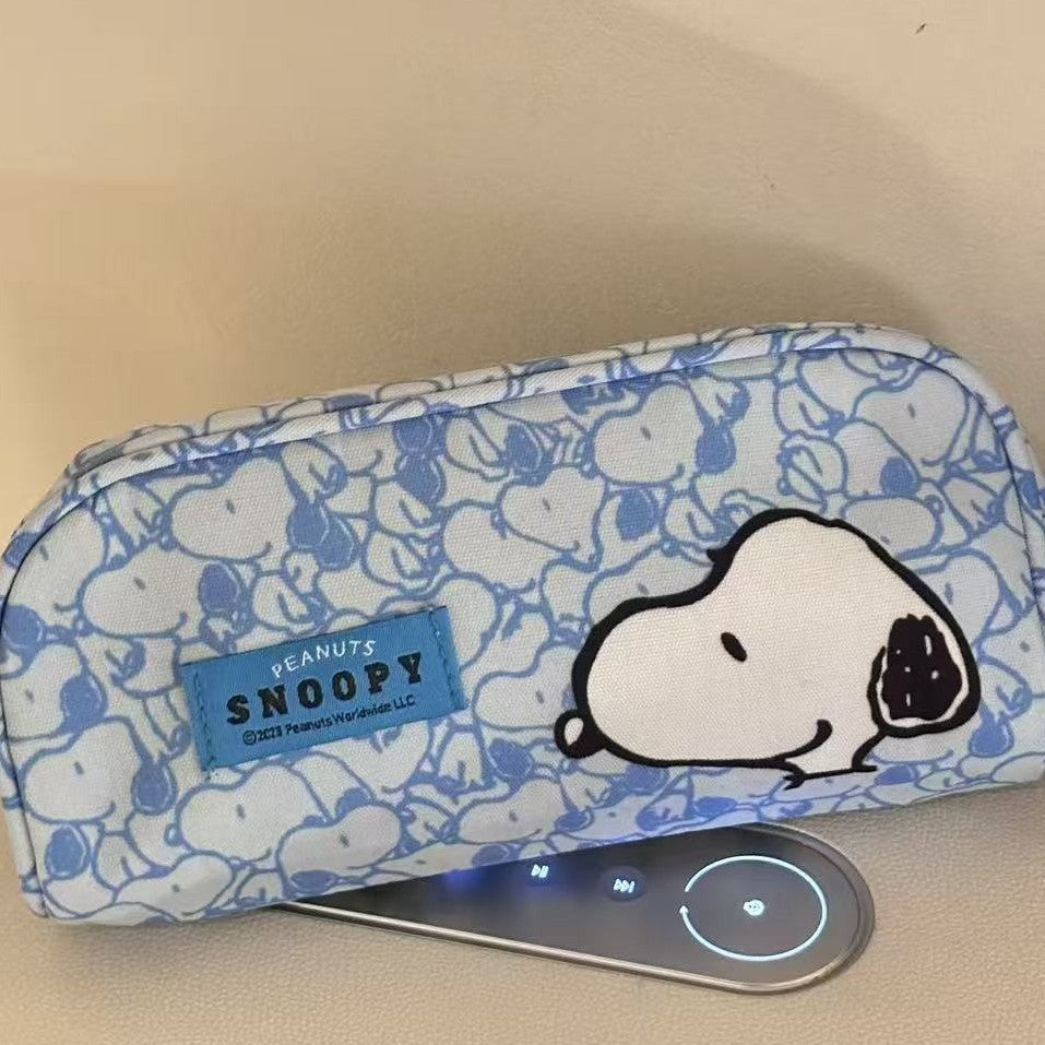 New-style snoopy pencil case with zipper cosmetic bag, japanese style simple blue snoopy cartoon pencil case