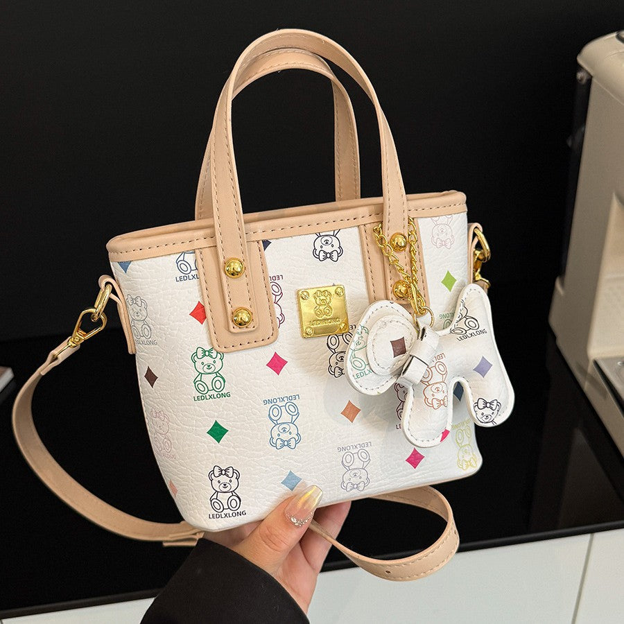 Fashion Printed Portable Vegetable Basket Bag Women's New Western Style All-Matching Shoulder Bag Cute Crossbody Bag