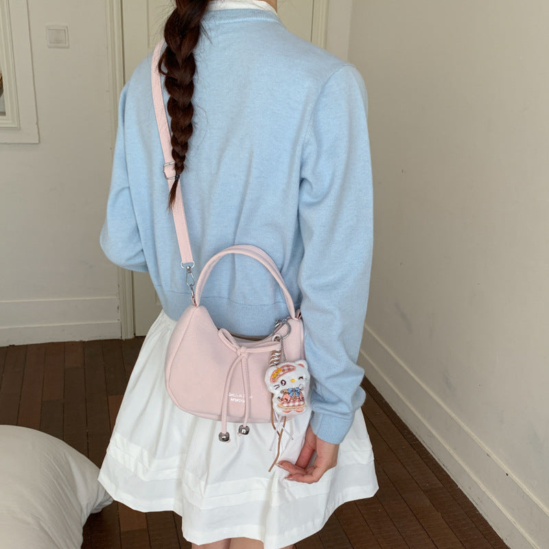 Chic Bow Detail Crossbody Bag 2026 Spring New Vintage Shoulder Bag for Women with Cute Charm and Practical Inner Pocket