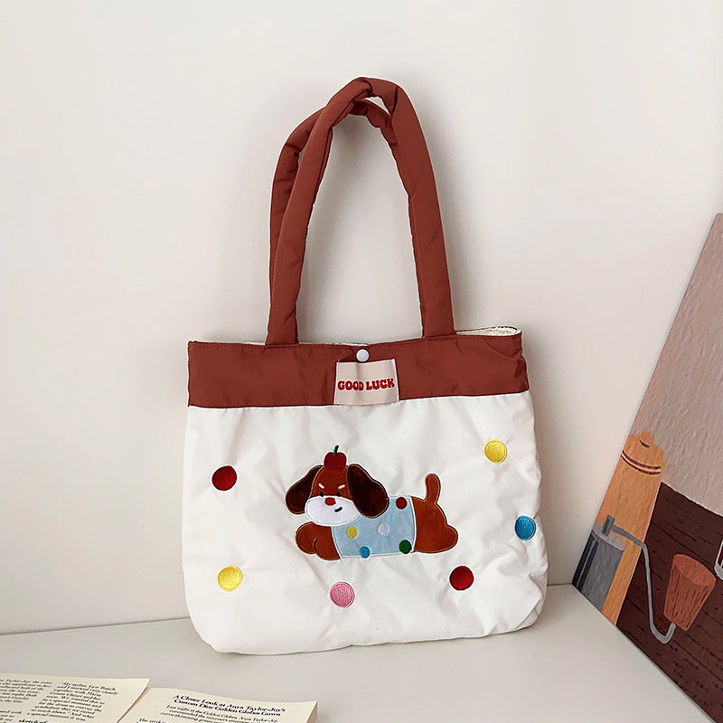 Fashion Shoulder Bag Female Commuter Travel Large Capacity Totes Student Embroidery Tote Bag