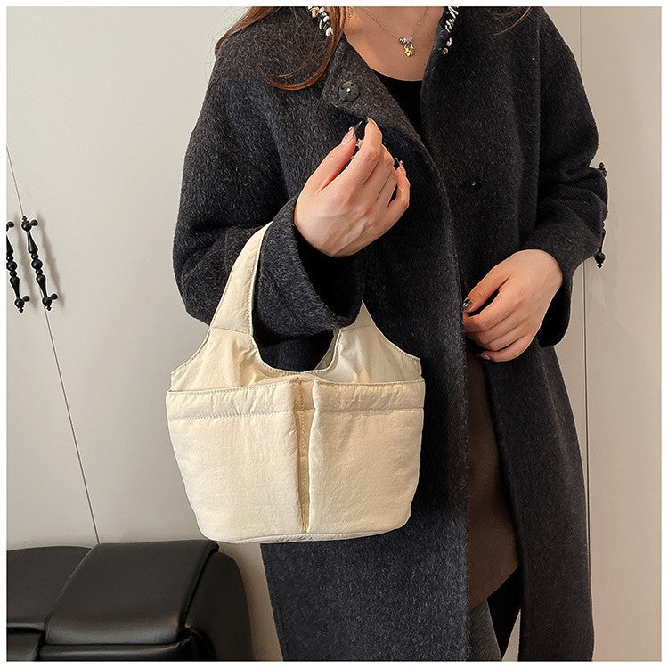 Tote Bag Women's Large-Capacity Commuter New Pleated Travel High-Grade Shoulder Messenger Bag