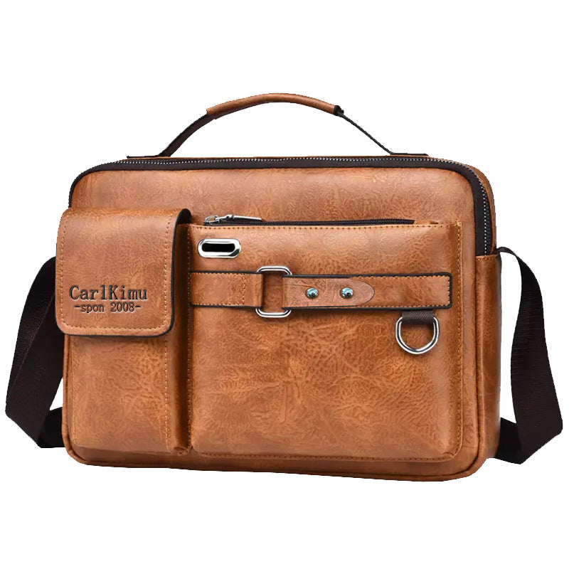 Men's Premium PU Crossbody Bag with Multiple Pockets for Business and Commuting