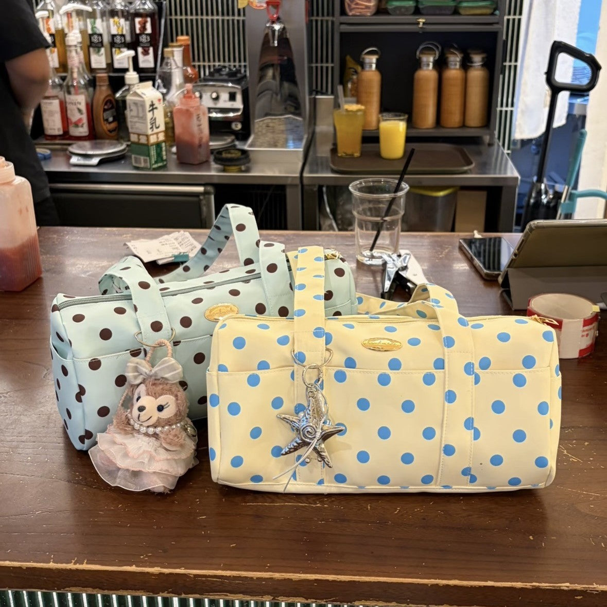 Korean Style Polka Dot Tote Bag with Retro Charm, Large Capacity Casual Shoulder Handbag for Women, Perfect for Daily Use and Shopping