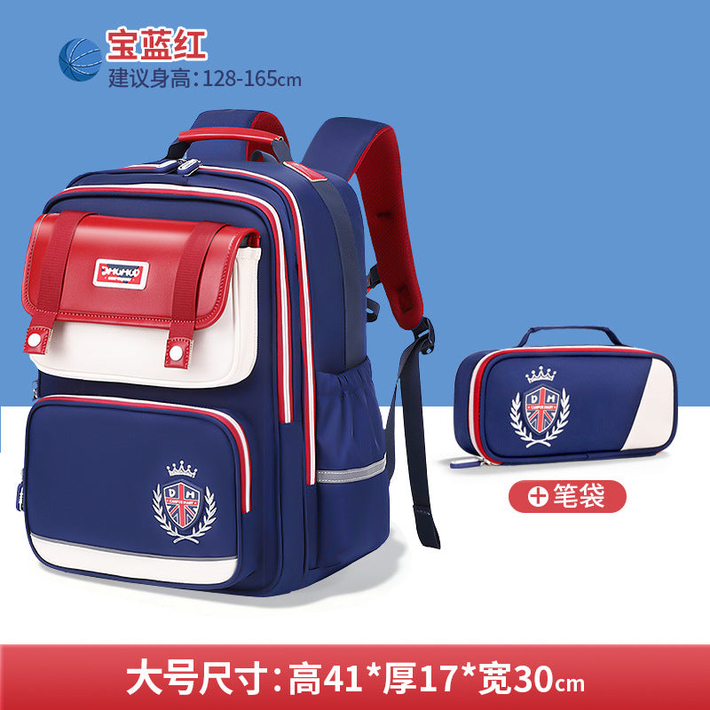 2026 New Kids Backpack for Grades 1-6, Lightweight & Ergonomic Design with Large Capacity, Breathable and Waterproof Oxford Fabric, British Style School Bag with Pencil Case and Study Bag Set