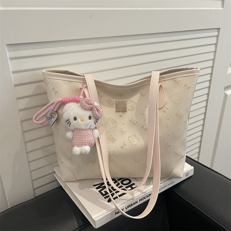 New Cute Fashion Tote Bag Women's Soft Suede Cartoon Pattern Design Everyday Joker Girly Style Handbag