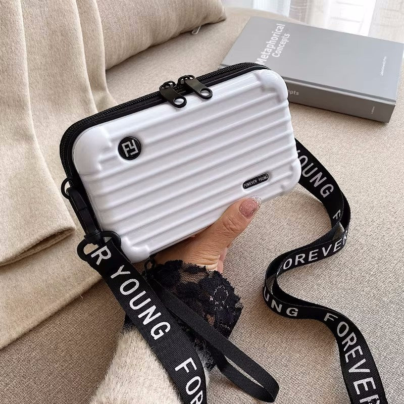 Stylish PC Hard Shell Cosmetic Bag with Adjustable Strap, Waterproof and Lightweight Travel Organizer for Everyday Use