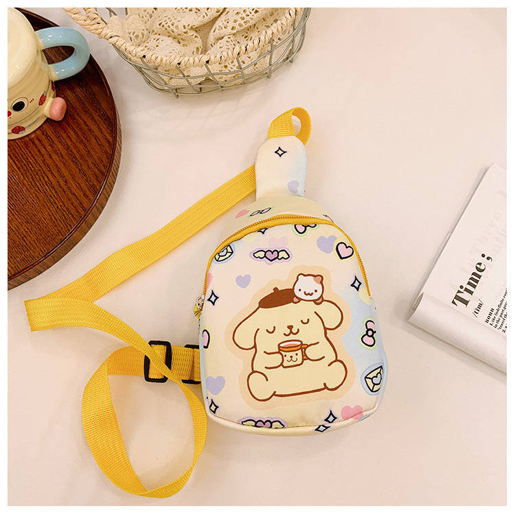 New Clow M Melody Children's Chest Pack Girl Cartoon Cute Change Casual All-Match Messenger Bag
