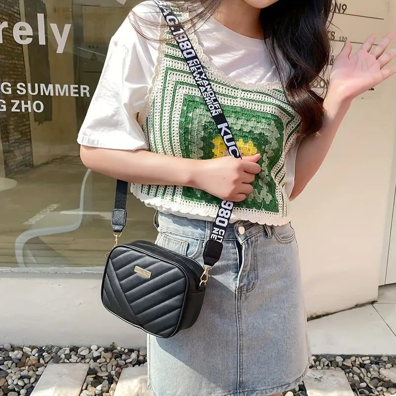 Stylish Quilted Crossbody Bag for Women with Trendy Printed Strap and Compact Design Perfect for Daily Use