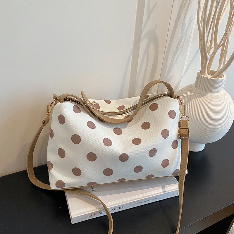High-Grade Polka Dot Shoulder Bag New Fashion Simple Urban Style Commuter Messenger Bag Everyday Joker