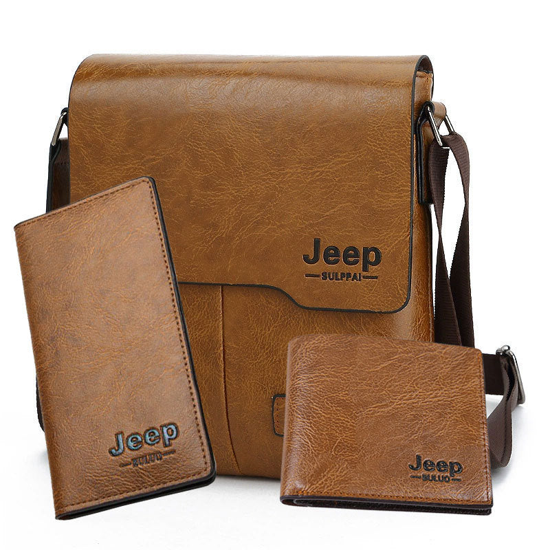 Retro Men's Crossbody Bag with Jeep Logo, Stylish Urban Travel Shoulder Bag for Daily Use