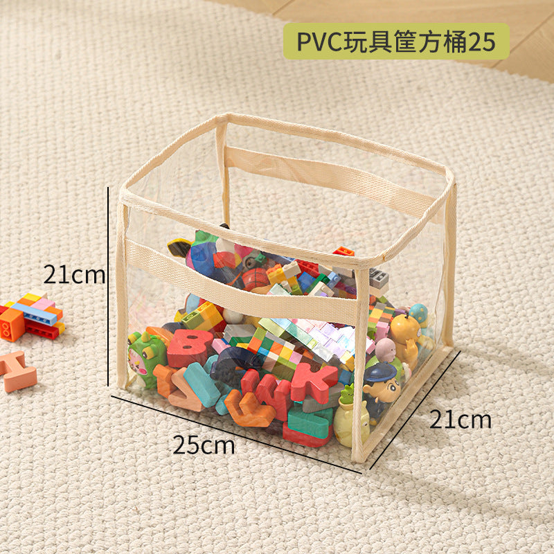 Transparent Storage Basket for Toys and Daily Essentials, Waterproof and Foldable Design with Large Capacity