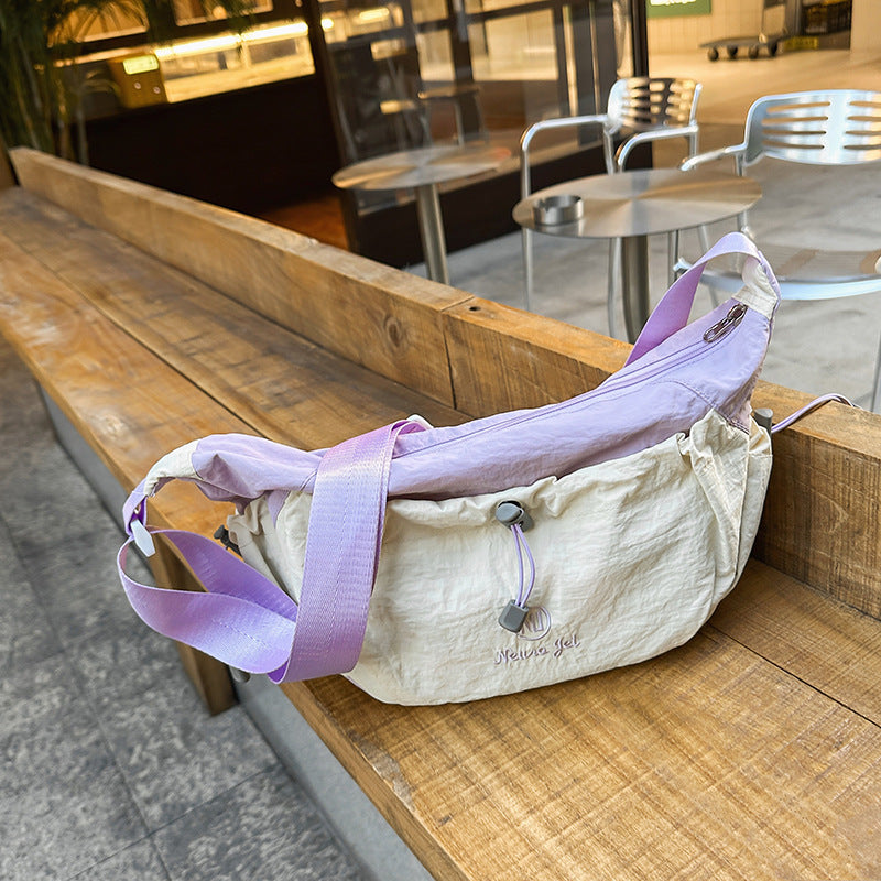 Casual Nylon Crossbody Bag for Women with Drawstring Design and Multiple Pockets, Perfect for Daily Commute and Outdoor Activities