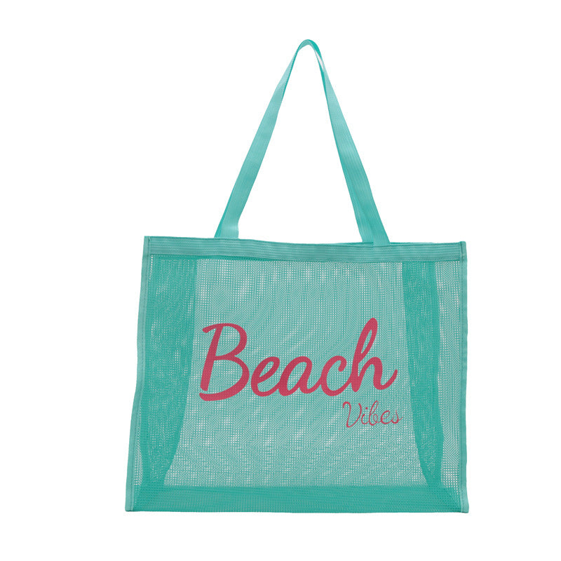 Voile Tote Bag Transparent Shopping Bag Swim Bag Nylon Mesh Letter Large Capacity Beach Bag