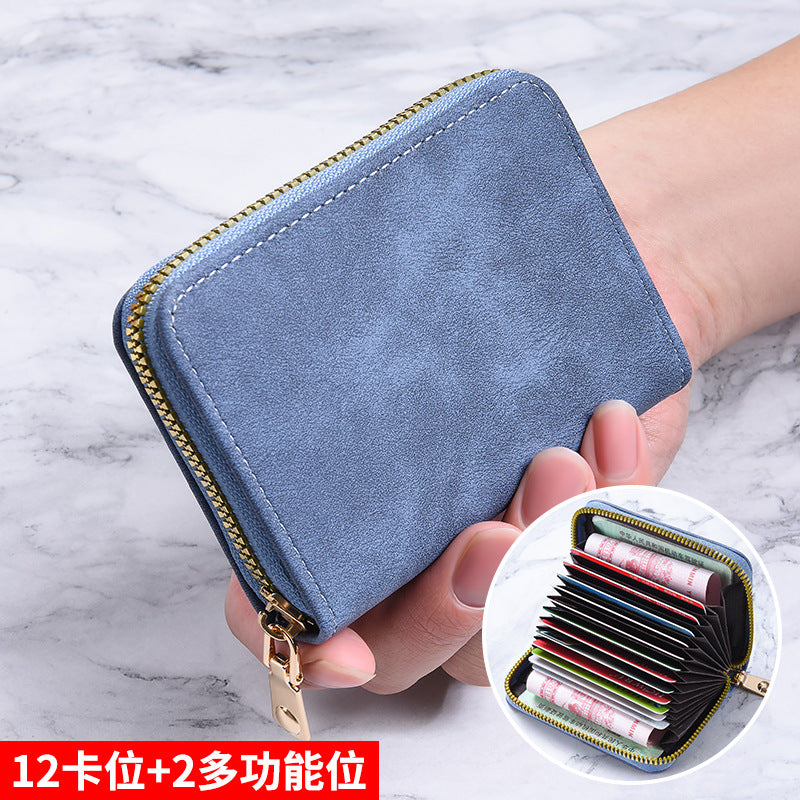 Women's Wallet Anti-Degaussing Expanding Card Holder 18 Card Position Zipper Coin Purse Daily Multi-Functional Credentials Storage
