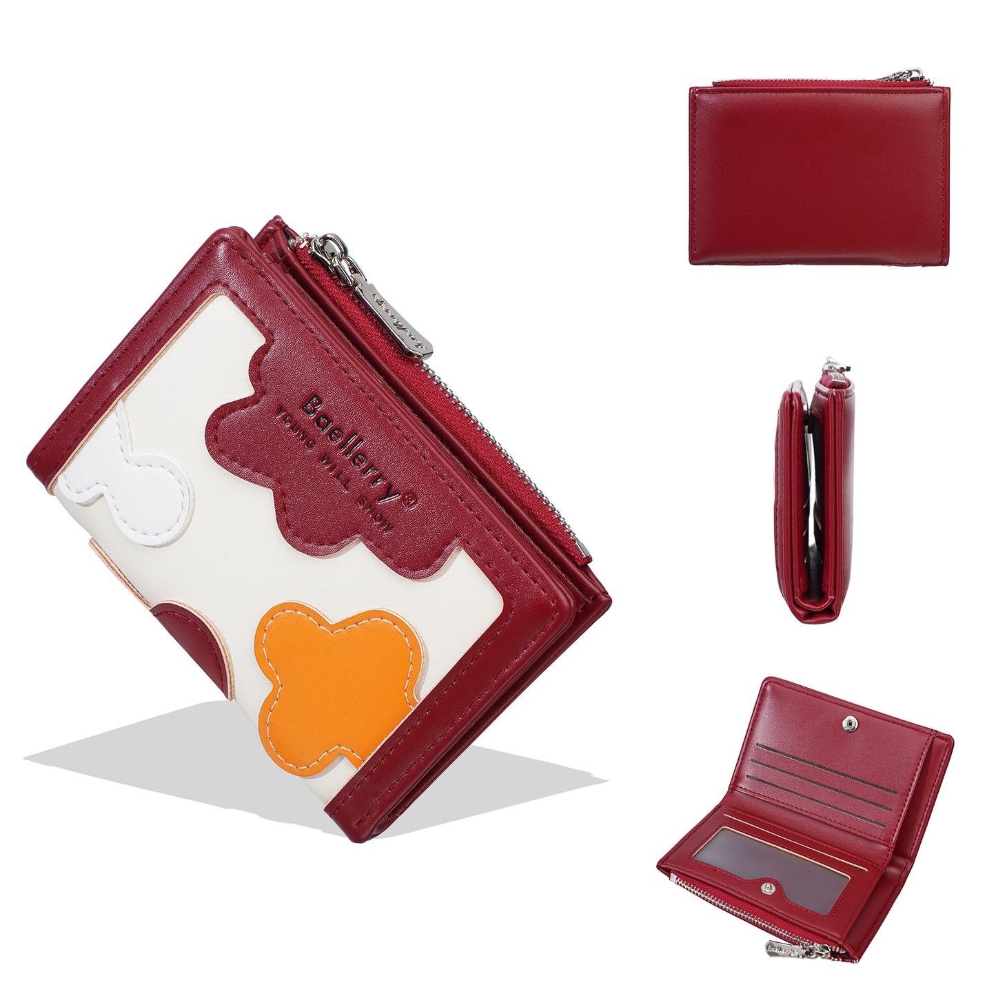 Cute Floral Design Women's Wallet with Zipper and Multiple Card Slots, Lightweight and Fashionable Everyday Purse