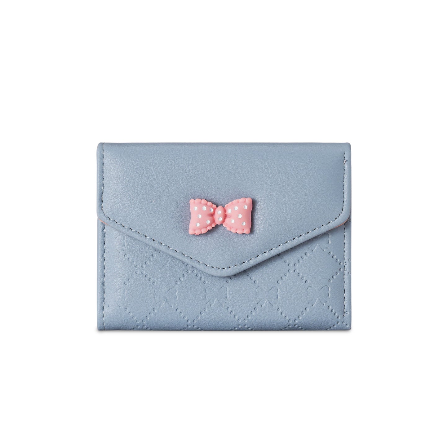 Elegant Mini Wallet for Women with Bow Design, Ins Style Card Holder, Three-Fold PU Leather Purse with Anti-Theft Function