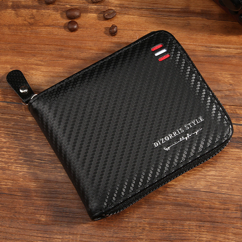 Retro PU Leather Men's Wallet with Zipper and Expandable Design for Daily Use