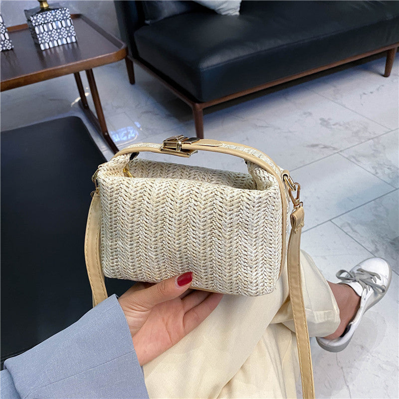 Spring and Summer Small Bags Women's New Fashionable Korean Style All-Match Messenger Bag Simple and Fresh Shoulder Straw-Weaved Handbag