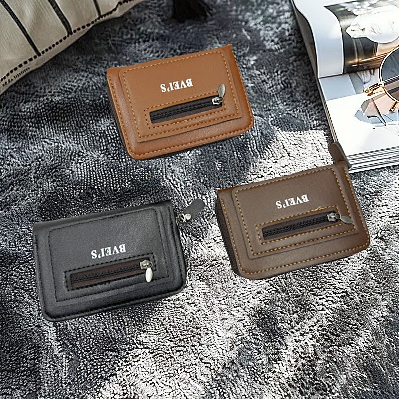 Stylish PU Card Wallet with Zipper Compartment, Multi-Card Slots, Anti-Theft & Scratch-Resistant Design for Daily Use