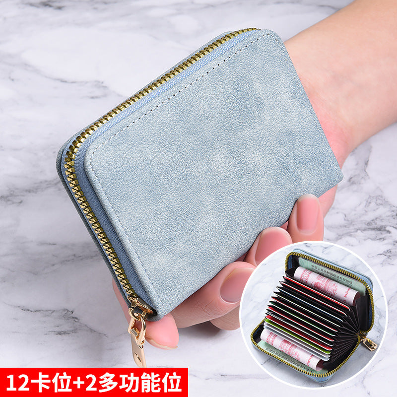 Women's Wallet Anti-Degaussing Expanding Card Holder 18 Card Position Zipper Coin Purse Daily Multi-Functional Credentials Storage