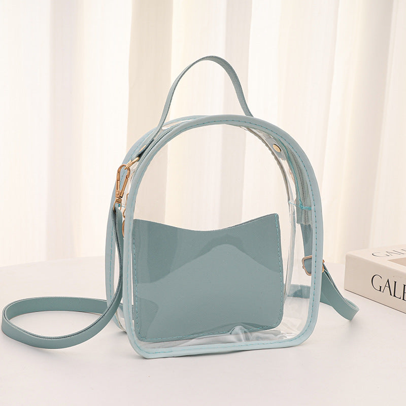 Transparent Jelly Backpack 2025 Summer Fashion PVC Crossbody Bag with Zipper Closure and Inner Pockets for Daily Use