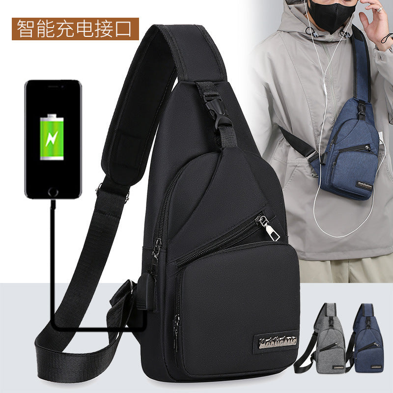 Chest Bag Men's Crossbody Bag Canvas Shoulder Bag Men's Korean-Style Fashionable Crossbody Chest Pack Casual Backpack