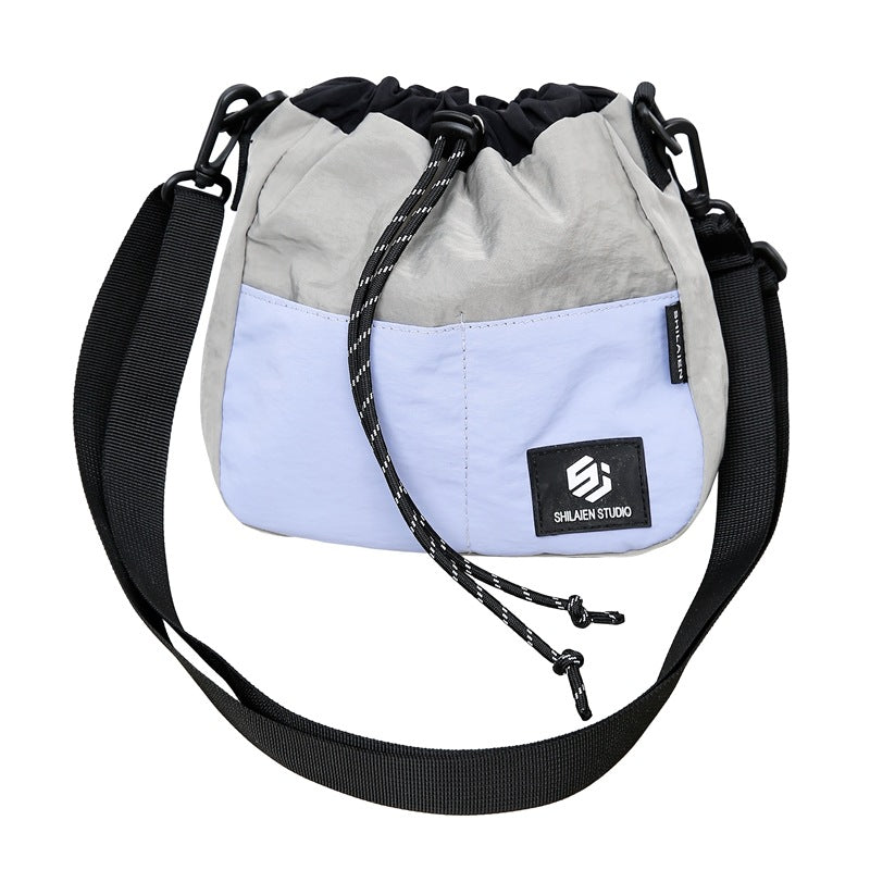 Crossbody Bag Contrast Color Drawstring Drawstring Bag Men's Bucket Bag Lightweight Camping Shoulder Bag