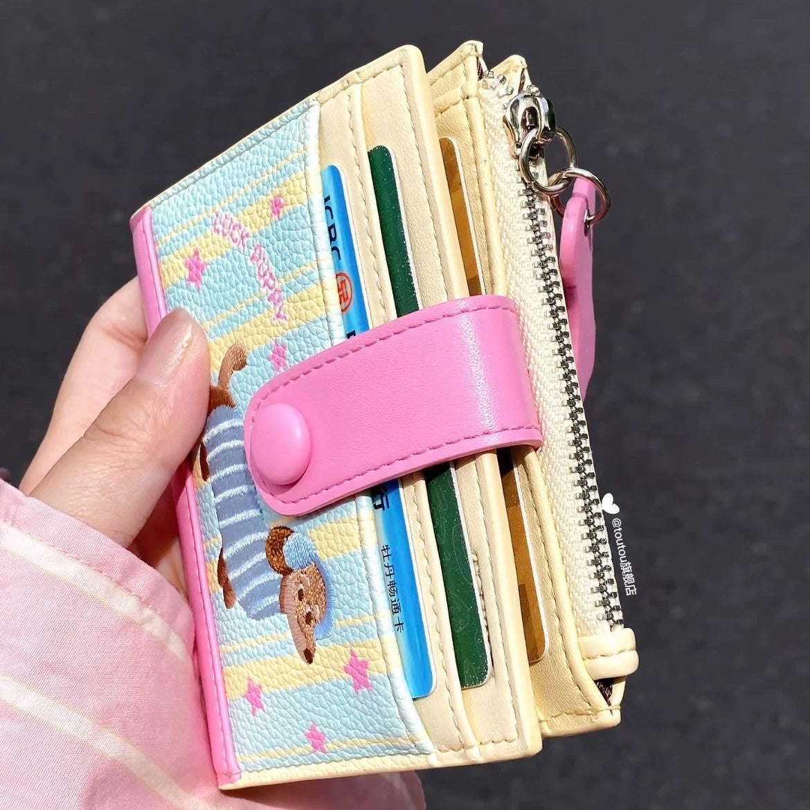 Cute Dachshund Card Holder with Embroidery Design, Waterproof PU Wallet for Women, Fashionable Daily Use