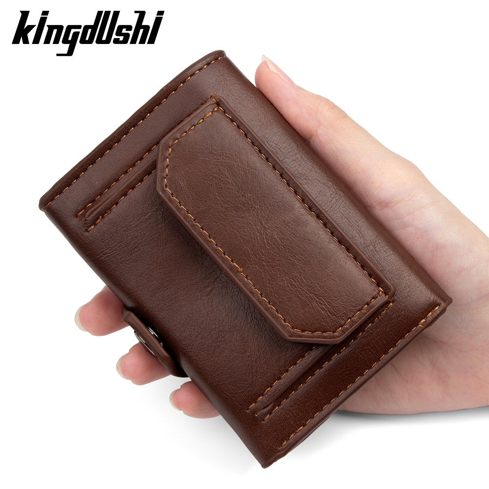 Men's Stylish Trifold Wallet with Multiple Card Slots and Coin Pocket, PU Leather Design with Stitching Details
