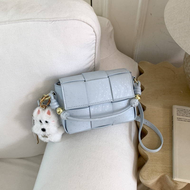 Korean Style Knitted Messenger Bag New Small Square Bag Cute Pendant Everyday Joker Fashion Handbag