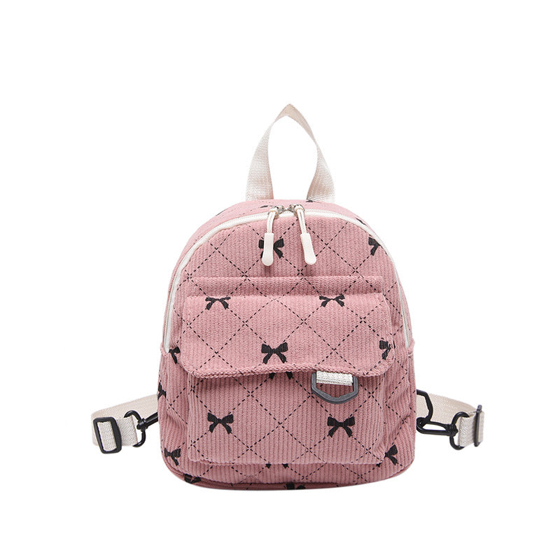 Women's Backpack Cute Bowknot Small Backpack Rhombus Design Daily Lightweight Fashion Backpack