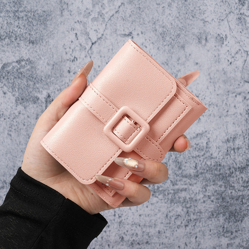 2025 New Women's Compact Wallet with Buckle Design, Minimalist Korean Style, Perfect for Daily Use and Student Fashion