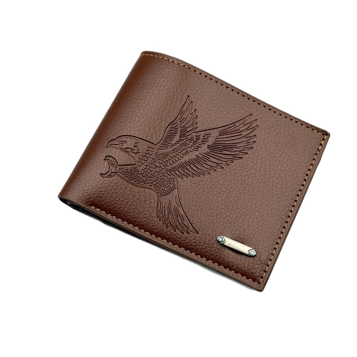 Elegant Eagle Embossed PU Leather Wallet for Men, Slim Bi-Fold Design with Breathable Interior and Stylish Animal Pattern