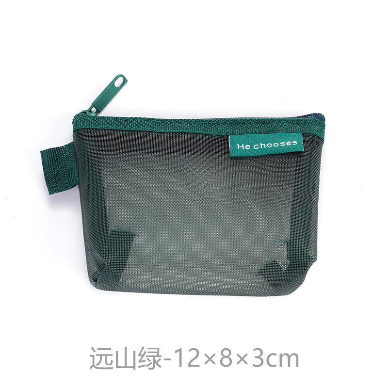 Transparent Mesh Storage Pouches for Cosmetics, Keys, Cards, and Travel Essentials - Modern Minimalist Design