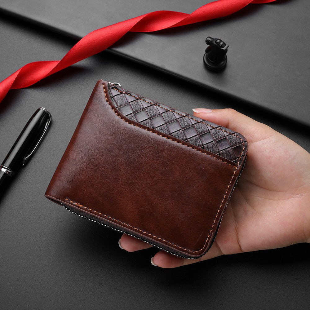 New Men's Zipper Wallet Short Youth Trendy Bag