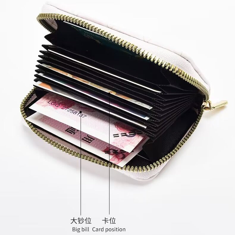 Sea Salt Blue Plaid Women's Short Wallet Special-Interest Design Versatile Bag Large Capacity Expanding Card Holder
