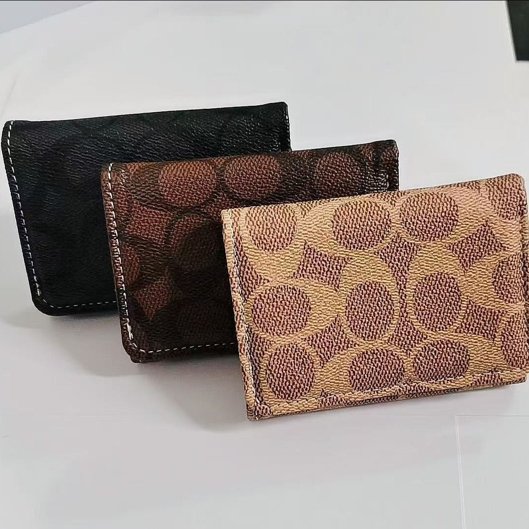 Retro Style PU Leather Short Wallet Card Bag Integrated Large Capacity Folding ID Storage Bag Men and Women