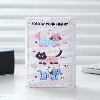 New Portable Wallet Small Large Capacity Three Fold Female Cute Cartoon Mini Purse Student Short Wallet Niche