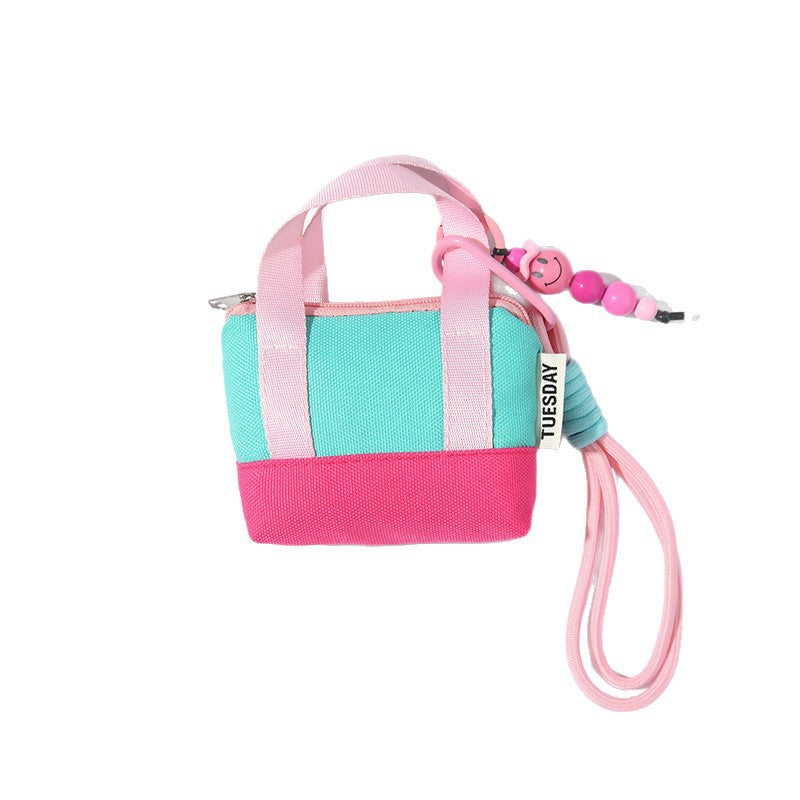 Dopamine Pink Mini Handbag Earphone Bag Storage Box USB Cable Protection Sleeve Organizing Folders Change Card Bag Fashion