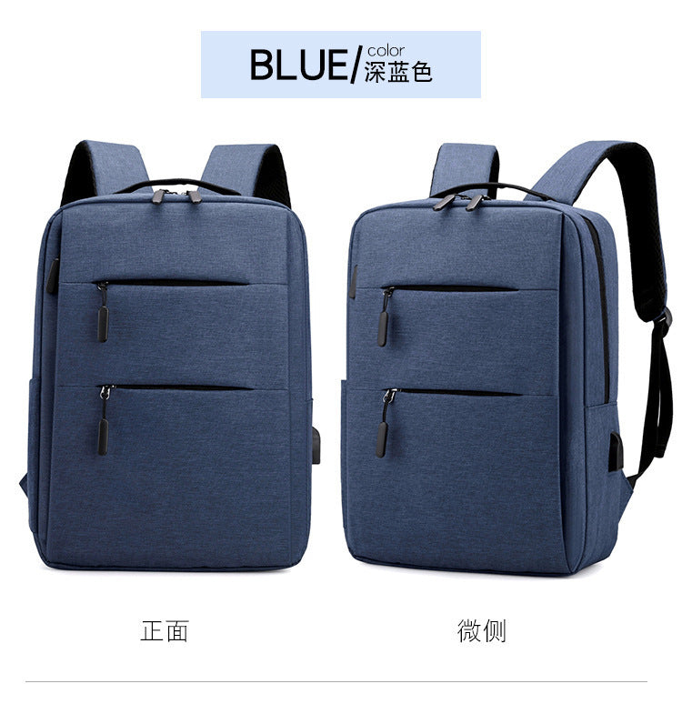 New Simple Business Commute Neutral Solid Color Nylon Sewing Line Universal Backpack for Men and Women