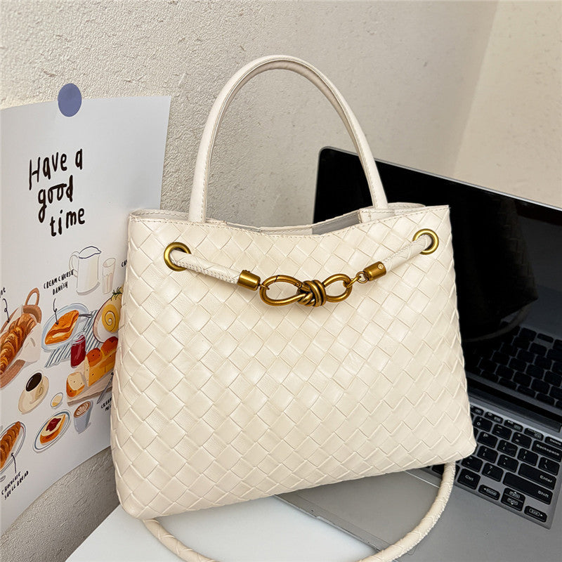 Trendy Woven Tote Bag Spring New Large Capacity Shoulder Handbag Commuter's All-Matching Daily Practical