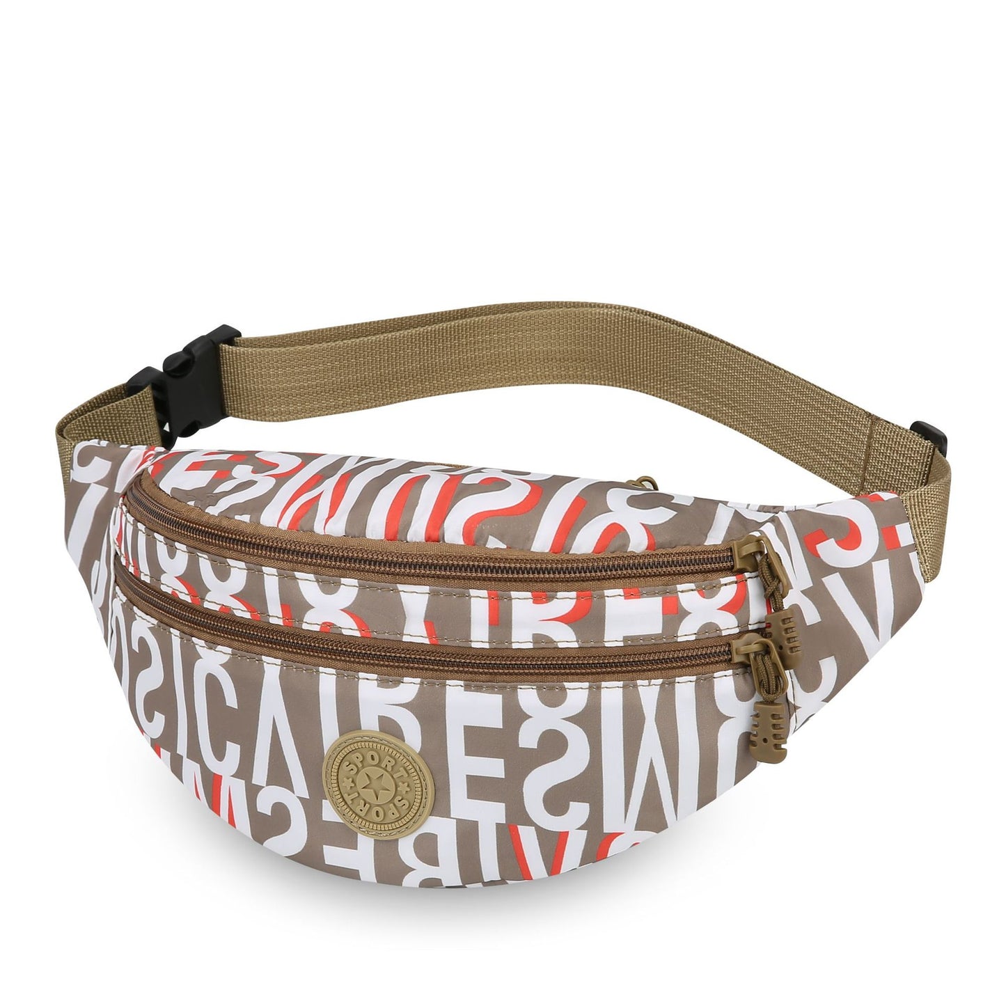Stylish Letter Print Crossbody Bag for Men and Women, Lightweight Nylon Casual Travel Shoulder Bag with Zipper Closure